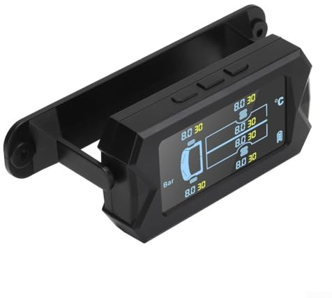 RANRAO Hochpräzises TPMS6 Reifendruckkontrollsystem für 6-Rad-LKW, tragbares Solarenergie-TPMS-LCD-Display, 6 Sensoren, Reifendruck-Monitor (15 bar)