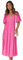 MessBebe Robe d'été élégante pour femme - Col en V - Manches bouffantes - Couleur unie - Taille haute - Robe de fête décontractée - Robe d'été décontractée, Rose, M