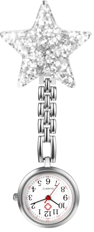 Silverora Taschenuhr Krankenschwester Uhren Schwesternuhren: Gut Lesbare Schwester Uhren mit Clip Fob Uhr Ansteckuhr Pulsuhren Hilfsuhr Arbeitsuhr für Ärzte Pflege Weiß