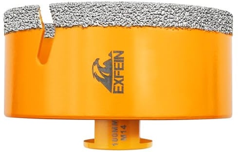 EXFEIN Diamond Core Drill Bit - 100MM Tile Hole Saw for Ceramic, Porcelain, Marble, Brick, Granite - M14 Thread, Dry Core Drill Bit
