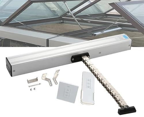 LNNLOO Attuatore Elettrico per Apertura Finestra (24 V), Attuatore Elettrico per Apertura Finestra A Catena, Corsa 300mm-800mm, con Telecomando + Interruttore, per Lucernario Serra,300mm