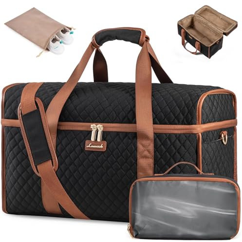 LOVEVOOK Sac de Voyage Femme, Grand Ouverture Sacs Weekend Bagage Cabine Avion Sac Maternité, Sac de Sport Travel Bag Compartiment Chaussures pour Danse Infirmiere Piscine
