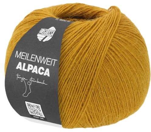 LANA GROSSA Meilenweit 100 Alpaca | Kuschelweiches Alpaka-Sockengarn, im Wollprogramm bis 30°C | Handstrickgarn aus 70% Alpaka & 30% Polyamid | 100g Wolle zum Stricken & Häkeln | 420m Garn FB2018