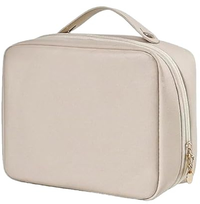 Consulbefor Bag, 2024 New Multi-Compartment Toiletry Cosmetics Bag, Large-Capacity Travel Cosmetic Bag, Waterproof Pu Leather Portable Storage Makeup Bag (Cinnamon Milk)
