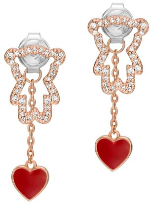 Emporio Armani Damen Ohrringe aus Edelstahl oder Halbedelsteinen mit Push-Back-Verschluss, Rot und Gold