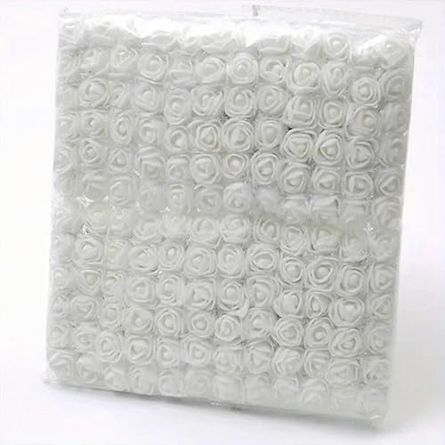 ZFISH 144pcs/2cm red Mini Lace Pe Rose Foam Flower Heads Bouquet For Wedding Home Decoration Scrapbooking DIY Wreath Artificia Flowers-white