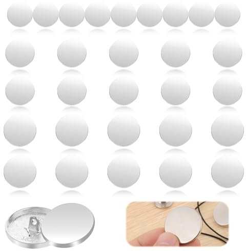 JJUNW 30 Stück Metall Blazer knöpfe, Vintage Silber Knöpfe Flache Knopf Runder Nähender Knopf für Blazer Uniform Anzüge Sportmantel (15mm 20mm 25mm)(Silber)