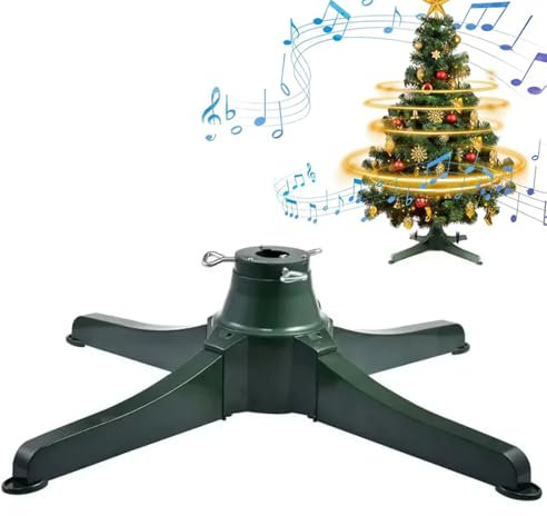 Rotating Christmas Tree Stand with Music, Drehbarer Weihnachtsbaumständer mit Musik, 360° drehbarer Christbaumständer, Musikalische rotierende Weihnachtsbaumständer für Party Dekoration (80cm)