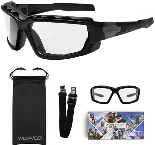 WDP100 Motorradbrille mit Schaumstoffdichtung und Halteband für Motorradfahren Powersports UTV ATV Offroad Winddichte Schutzbrille mit klarer Sicht für Herren und Unisex