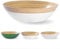 VIETLUSH Saladier en bambou naturel, fait à la main, 30,5 cm, léger, grand bol pour aliments, fruits et service, élégant bol en bois pour cuisine, salade et décoration, bord blanc