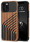 TENDLIN Compatible with iPhone 12 Pro Case/iPhone 12 Case Wood Grain with Carbon Fiber Texture Design Leather Hybrid Slim Case (Hairline)