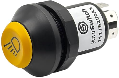 yourSwitch 11175250XX Druckschalter mit Arretierung: Arbeitsscheinwerfer | 12V kompatibel Same 2.7659.111.0 | Dorado Explorer Golden Laser Silver | Fendt X830240356000 G117900111010 | Claas 7700004829