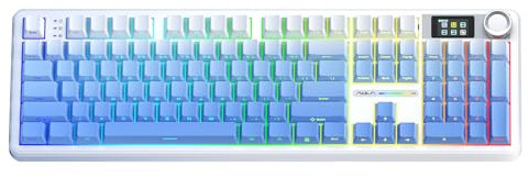 AULA F108 Pro Wireless Gaming Keyboard,Full Size Mechanical Keyboards with Display&Knob,2.4G/BT5.0/USB-C,Five Layers Filling,8000mAh,RGB,Creamy Sound,Hot Swappable Custom Keyboard (Blue)