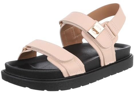 Ital Design Damenschuhe Sandalen & Sandaletten Plateausandaletten, CD372-, Kunstleder, Beige, Gr. 37