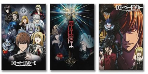 3 Stück Death Poster Note Anime Suspense Inference Klassische Wandkunst Leinwand Poster Zimmer Dekorativer ästhetischer Druck Dekor 40 x 60 cm - 3 Stück Stil 2