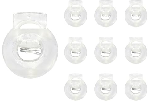 Cuixia 10 Pcs Roman Blind Clips, Toggles for Drawstrings, Plastic Cord Lock Stopper End Spring Stop, Single Hole Spring Toggles for Trouser Clothing Shoelace Bag Camping