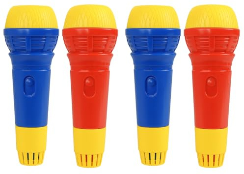eMKay® Pack of 4 Echo Toy Microphones for Kids – RED & BLUE | Singing Voice Amplifier Toy Mic | Battery-Free Karaoke Microphones for Boys & Girls | Fun for Parties, Playtime & Gifting