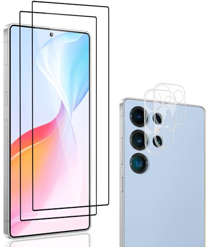 Carantee für Panzerglas für Samsung Galaxy S25 Ultra Schutzfolie, 2+2 Stück 9H Härte HD Klar Kameraschutz Displayschutz, Fingerabdruck-ID Kratzfest Folie, Anti-Staub Blasenfreie Displayschutzfolie
