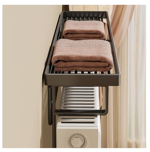 QSTGX Tablette Radiateur sans Percage Support Tablette Radiateur Fonte Étagères Anti-poussière et Anti-fumée pour Salon, Chambre à Coucher et Couloir(Black,15.75 in/40cm)