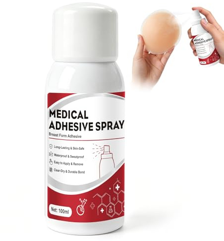 Colla per Pelle Spray, Spray Adesivo per Protesi Mammarie in Silicone | Adesivo Spray per Impianti, Parrucche ed Sfx, Portatile, Impermeabile e Facile da Rimuovere, 100 ML