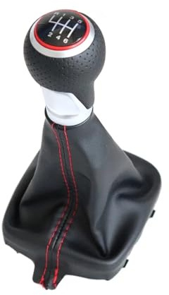 LSDSAAZA Pomo de Cambio Marchas para Audi A3 S3 8P 2003-2012 Perilla De Palanca Cambios Coche con Cubierta Bota Polaina Accesorios Cuero PU(6 Speed Black Red)