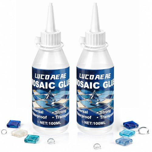 LUCOAEAE 2x100ml Colle Mosaique Transparente - Forte Adhérence, Durable | Pour Carrelage, Verre, Bois, Plastique, Métal, Imperméable, Durcissement Transparent, pour Projets DIY