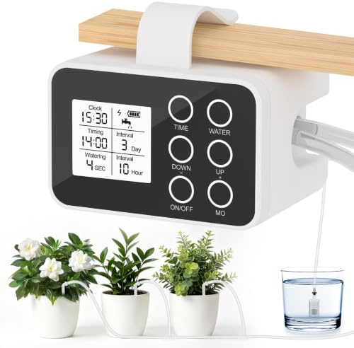 Irrigatore Automatico per Vasi e 20 Piante in Vaso, Sistema Irrigazione Automatica con Tubo 15M, per Balcone, Giardino, Serra, Piante da Interno