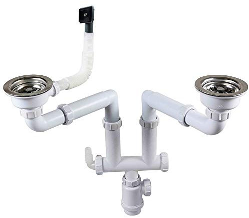 Talea Siphon double pour évier de cuisine 110/114 mm (110 mm)
