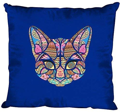 Fan-O-Menal Textilien Kissen Dekokissen mit Print - Katze Cat Mandala - 11682 versch. Farben Farbe Royal
