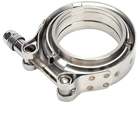 V-Flansch mit Clip, 2,25 Zoll Edelstahl V-Band Turbo-Abgasschelle mit 2 Flanschen für Turbo-Abgasfallrohr