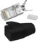Lumonic 10x Netzwerkstecker RJ45 Stecker Schwarz I Mit Zugentlastung, Einführhilfe & Knickschutz I Crimpstecker für CAT5, CAT6 und CAT7 Netzwerk-LAN-K