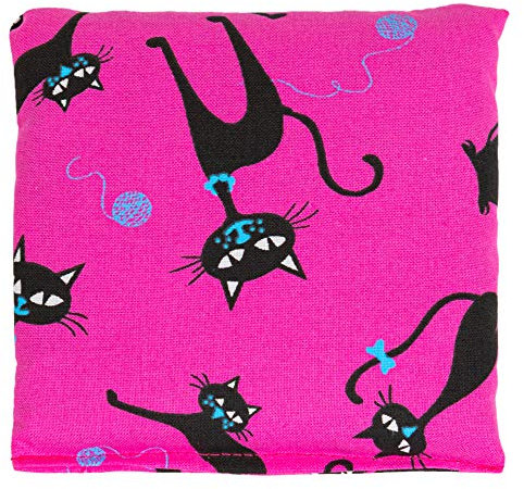 Leinsamenkissen 12x12cm Katzen-pink. Wärmekissen & Kältekissen. Körnerkissen