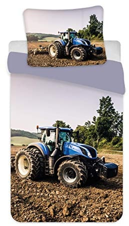 BrandMac Kinder Bettwäsche-Set Traktor, 140 x 200 cm 65 x 65 cm, 100% Baumwolle