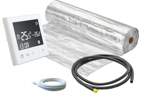Komplett-Set Alu-Heizmatte AluPro für Laminat/Klickvinyl 140 W/m² mit Thermostat RT-50 weiß (1-20m²) (5 m ² - 0,5 x 10 m)