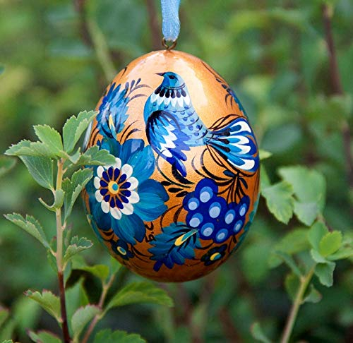 Handbemaltes goldenes Osterei Aus Holz 6-6,5 Cm Traditionell Bemalt Osterschmuck Für Osterbaum