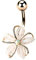 Tata Gisèle Piercing Nombril Banane en Acier Chirurgical 316 L et Oxydes de Zirconium - Délicate Fleur avec Cinq Pétales Acier et Zircons et Zircon Central Rond - (Or Rosé)