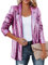 Onsoyours Damen Glänzend Pailletten Jacke Cardigan Langarm Bolero Tops Kurz Oberteile Eleganter Blazer Glitzer Party Outfits Clubwear A Rose Rot XL