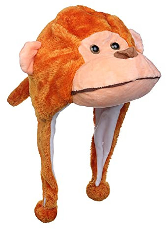 JK Home Chapeau d'hiver Bonnet Animal en Peluche Drôle Cache Cou Oreilles Anniversaire Fête Singe Orange