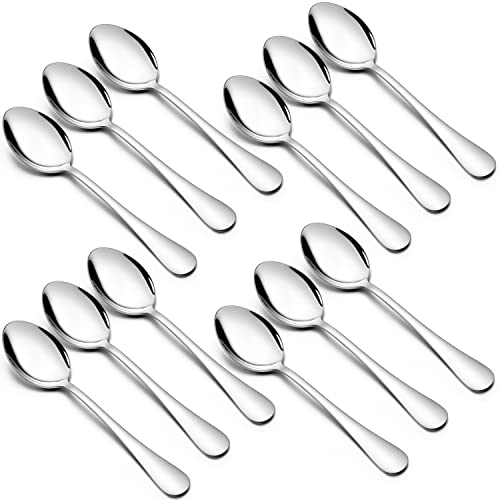 Joyfair Kaffeelöffel 12 Stück, Edelstahl Teelöffel Dessertlöffel 12er Set, Kleiner Löffel Set für Zuhause/Restaurant/Hotel/Café, Runde Griffe & Glatte Kanten, Spülmaschinenfest - 15cm