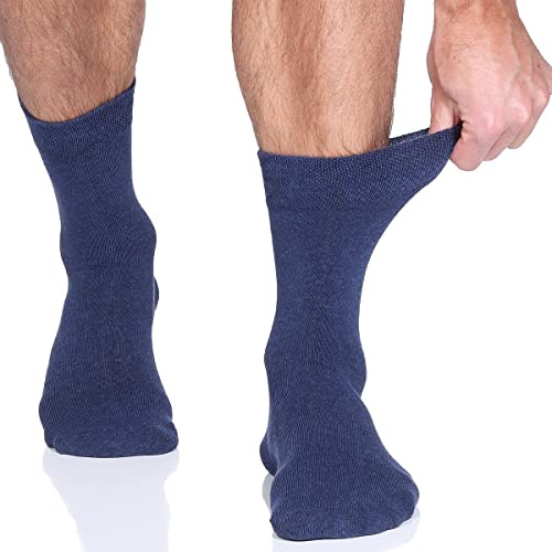 Venasoft 6 Paar Herren Socken mit handgekettelter Naht faltenfreie und druckfreie Diabetikersocken mit Komfortbund (39-42, Jeans)