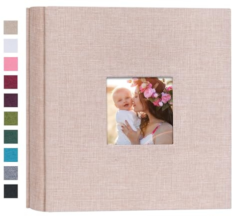 Mublalbum Kleines Fotoalbum, 10 x 15 cm, 200 Fotos, Leineneinband, Bilderbuch mit horizontalen Taschen, für Hochzeit, Familie, Jahrestag und Baby, Beige