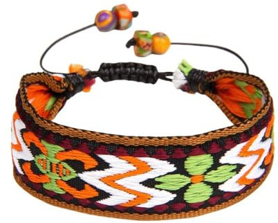 HYXX Friendship Bracelet, Adjustable Bracelet Embroidery Ethnic Bracelets Multicolor Woven Rope Brown Orange Bohemia Handmade Charm Wide Tibet Bangles Men Women Gift