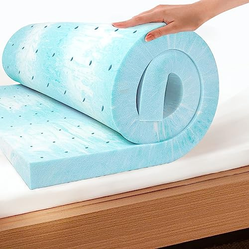 EGO Topper 2 Inch Twin Memory Foam Mattress Topper, Gel Foam Mattress Topper for Pressure Relief, Ventilated Design Bed Topper in a Box, CertiPUR-US Certified, 38×75, Medium