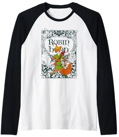 Disney Robin Hood Retro Vintage Distressed Raglan Baseball Tee