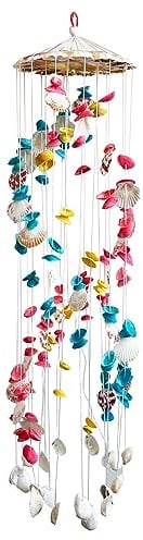 Fayemint Campanello a Vento, Campanelli Eolici All'Aperto, Campana a Vento con Conchiglia, Realizzato a Mano, per Balconi, Davanzali, Corridoi e Giardini (Colore)