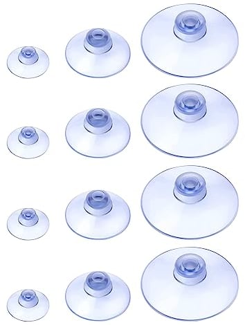 12pcs Window Suction Cups,Round Button Clear PVC Suction Holder,Plastic Sucker Pads Without Hooks,Window Suckers Mushroom Head Suction Pads for Kitchen Bathroom Window Mirror(20mm,30mm,45mm)