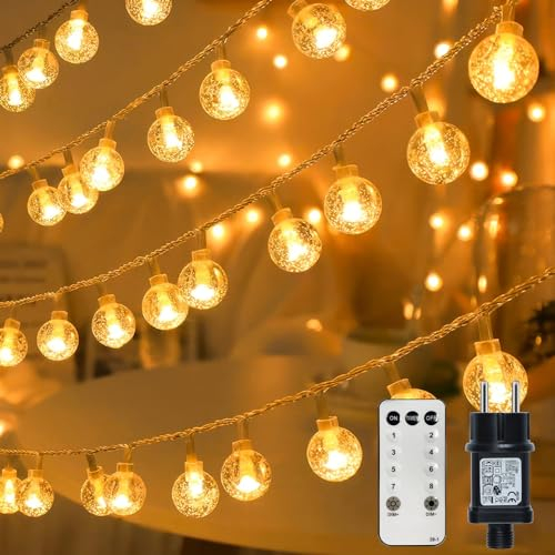 RJEDL Guirnalda Luces Exterior,18M 120 LED Guirnalda Luces Exterior, cadena de luces con enchufe para interior y exterior con 8 modos, temporizador y función de memoria ideal para Navidad, boda