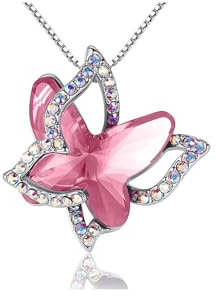 CERSLIMO Heart Diamond Necklace for Girls - Crystal Heart Pendant, Kids Jewellery Gifts for Birthday, Christmas - Children's Necklace