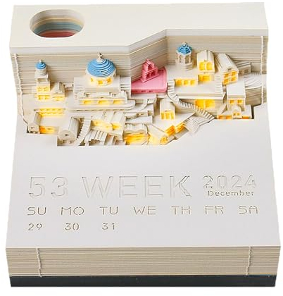 Lyoveu 3D Kalender Abreißen 2024,zeitmesskalender 3D,3D Calendar 2024,omishiroi Calendar,Artsy Pads,tischkalender,3D Notizblock Papier Schnitzen Geschenk Home Desktop Dekoration