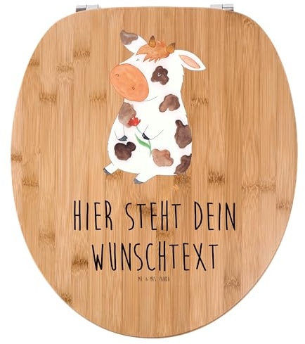 Mr. & Mrs. Panda Personalisierter Klodeckel Kuh - Personalisierte Geschenke, Kühe, Klobrille, Toilettendeckel mit Spruch, Hof, Bauernhof, Personalisiert, Namen, Milch